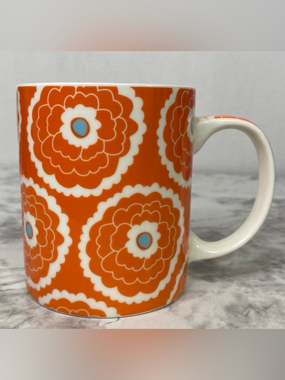 Fairmont & Main England Bone China Retro Floral Orange Mug Coffee Tea Cup